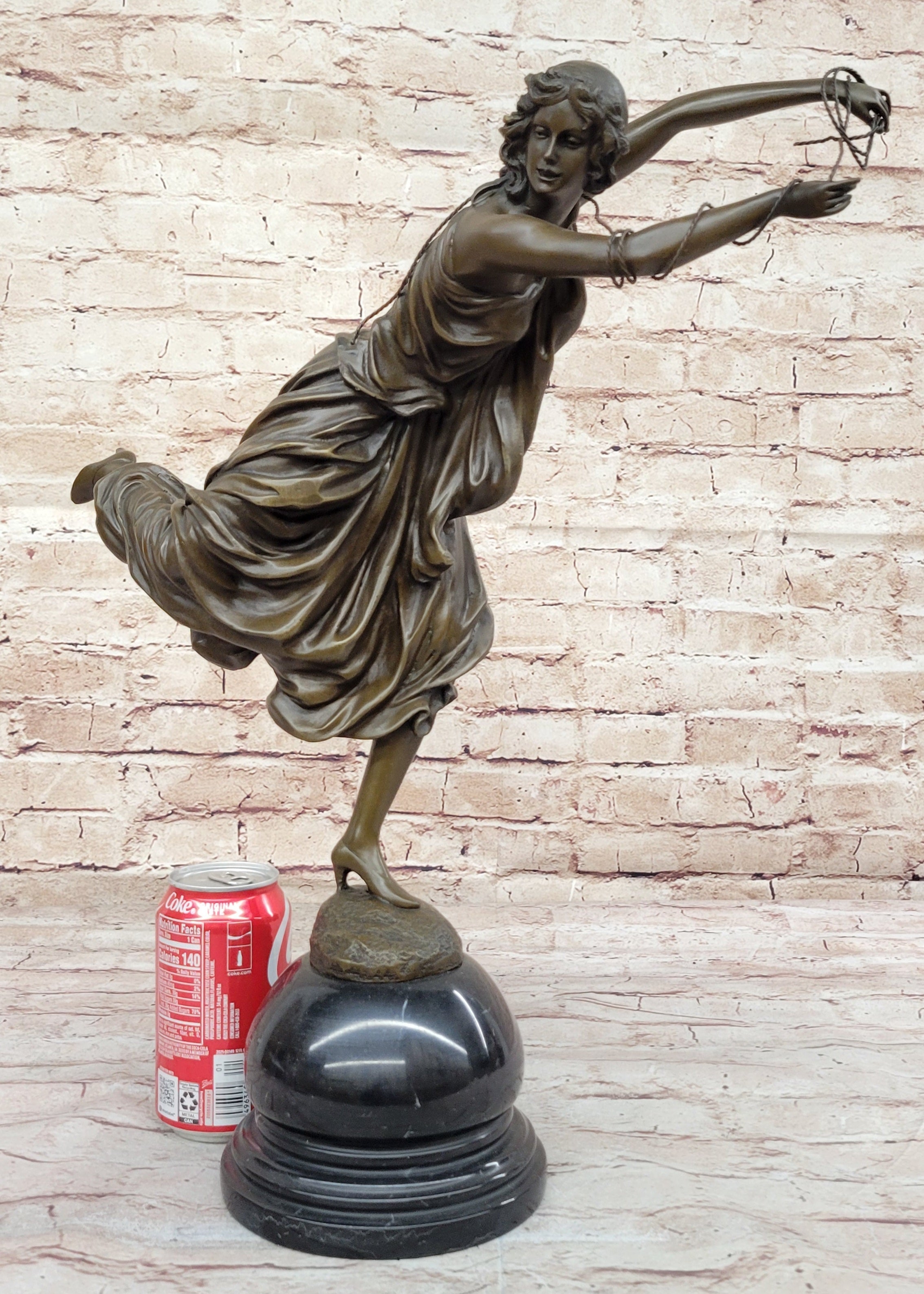 Female Figure in High Heels & Dress - Art Deco Bronze by Colinet