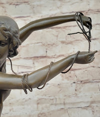 Female Figure in High Heels & Dress - Art Deco Bronze by Colinet