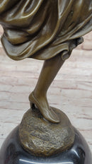 Female Figure in High Heels & Dress - Art Deco Bronze by Colinet