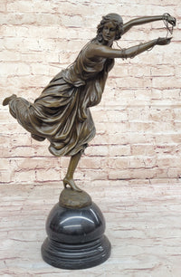 Female Figure in High Heels & Dress - Art Deco Bronze by Colinet
