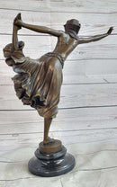 Semi Nude Female Arabesque Dancer Bronze Sculpture after Colinet on Marble Base