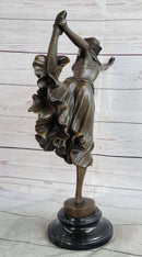 Semi Nude Female Arabesque Dancer Bronze Sculpture after Colinet on Marble Base