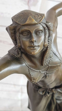 Semi Nude Female Arabesque Dancer Bronze Sculpture after Colinet on Marble Base
