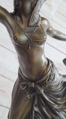 Semi Nude Female Arabesque Dancer Bronze Sculpture after Colinet on Marble Base