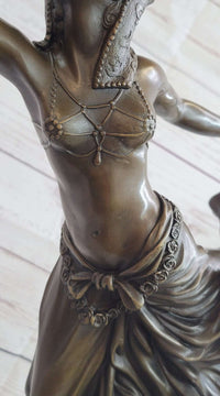 Semi Nude Female Arabesque Dancer Bronze Sculpture after Colinet on Marble Base