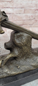 Signed J.Daste Art Deco Sculpture Joy Two Children Play Seesaw Bronze Statue Figure