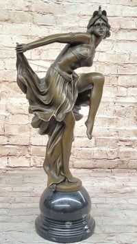 Art Deco Flapper Dancer Hot Cast Bronze Sculpture by A. Gory