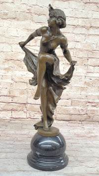 Art Deco Flapper Dancer Hot Cast Bronze Sculpture by A. Gory