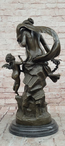 Signed Math. Moreau, Bronze Sculpture Venus w/Cherub ''Bond of Love'' Statue