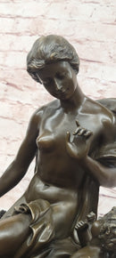 Signed Math. Moreau, Bronze Sculpture Venus w/Cherub ''Bond of Love'' Statue