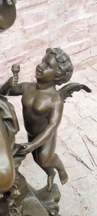 Signed Math. Moreau, Bronze Sculpture Venus w/Cherub ''Bond of Love'' Statue