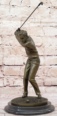 Art Deco Hot Cast Male Golfer Bronze Sculpture