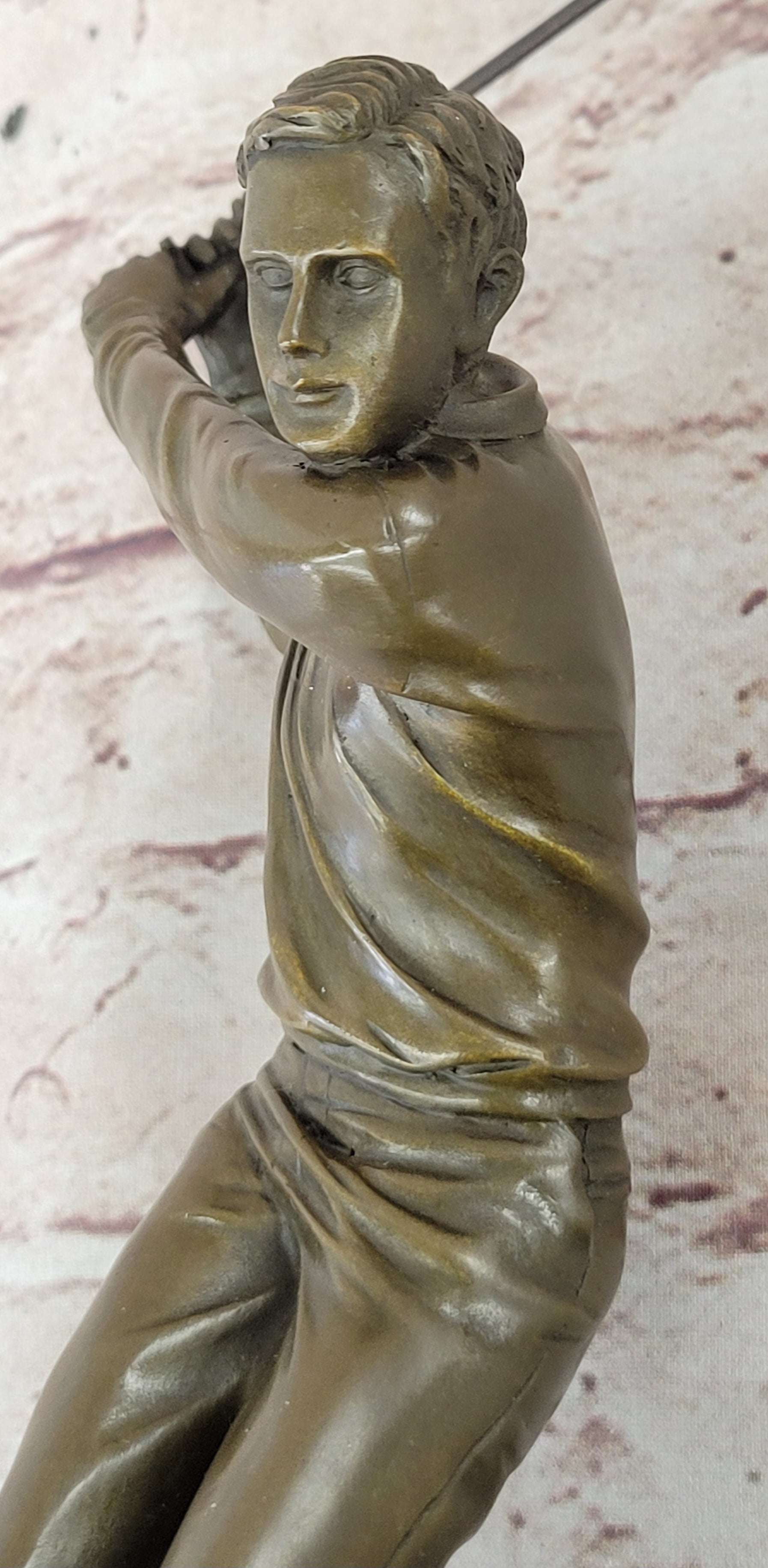 Art Deco Hot Cast Male Golfer Bronze Sculpture