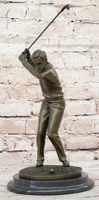 Art Deco Hot Cast Male Golfer Bronze Sculpture