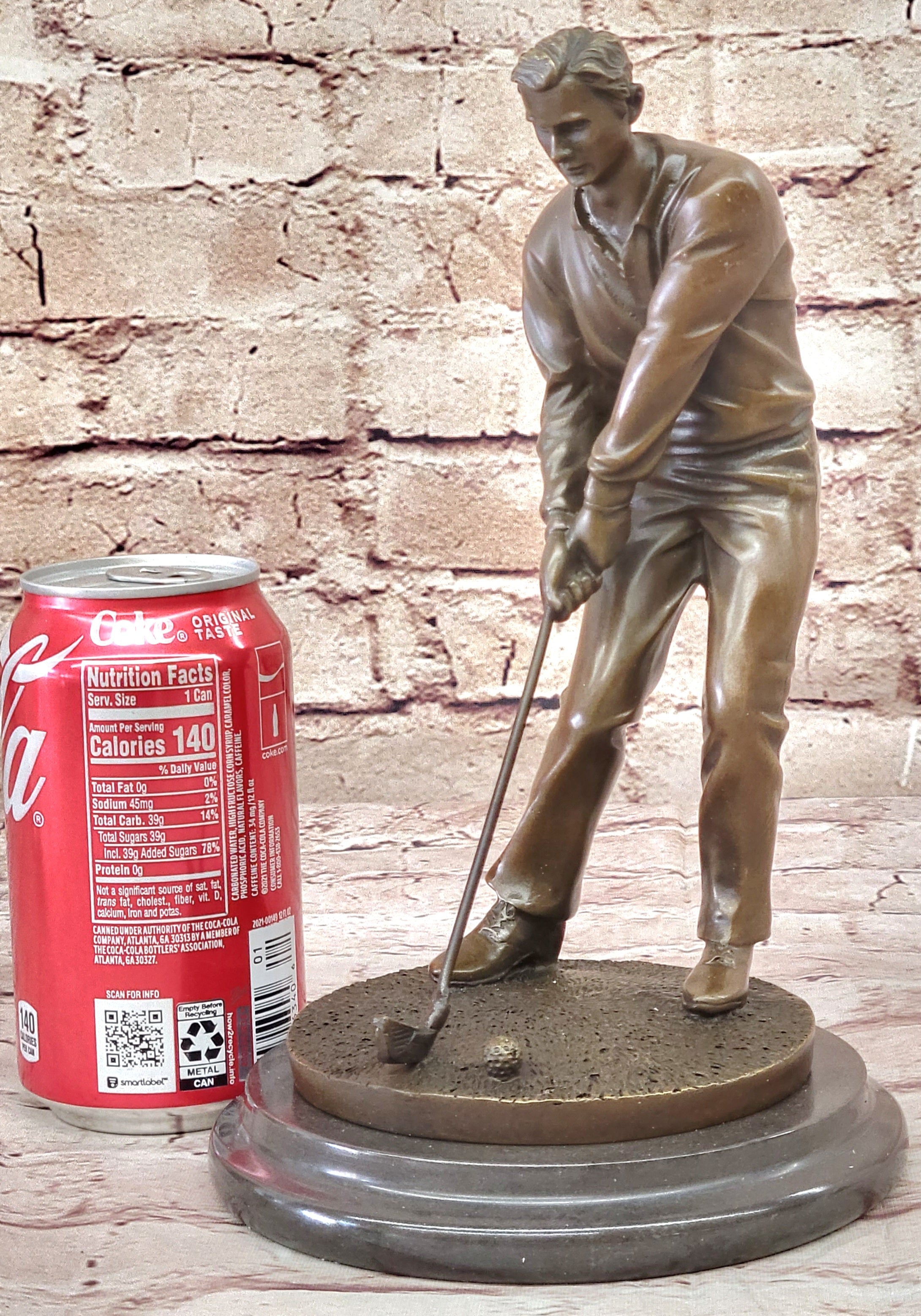 Golfer Playing Golf Bronze Marble Trophy PGA Signed Art