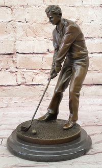 Golfer Playing Golf Bronze Marble Trophy PGA Signed Art