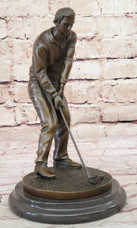 Golfer Playing Golf Bronze Marble Trophy PGA Signed Art