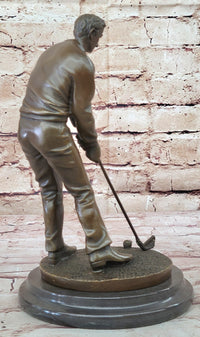 Golfer Playing Golf Bronze Marble Trophy PGA Signed Art