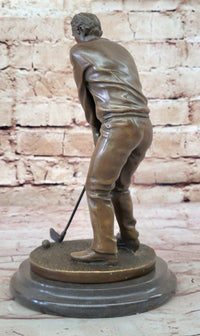 Golfer Playing Golf Bronze Marble Trophy PGA Signed Art