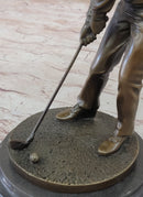 Golfer Playing Golf Bronze Marble Trophy PGA Signed Art