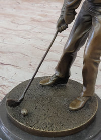 Golfer Playing Golf Bronze Marble Trophy PGA Signed Art