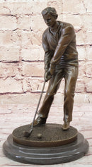 Golfer Playing Golf Bronze Marble Trophy PGA Signed Art