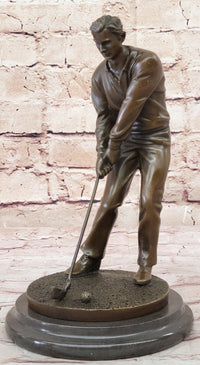 Golfer Playing Golf Bronze Marble Trophy PGA Signed Art