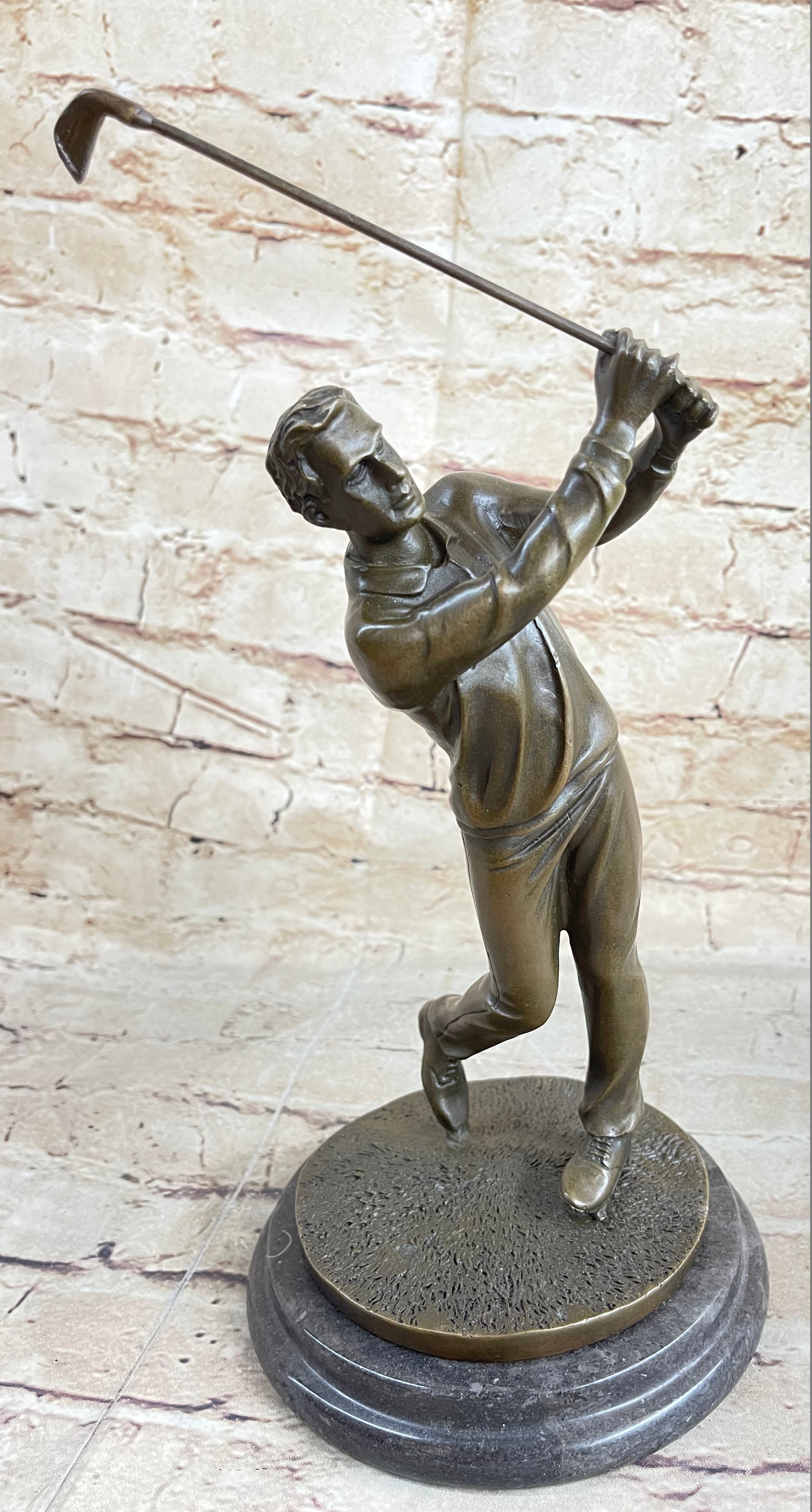 Golfer W. Club Swing Bronze Sculpture By Milo Signed NR