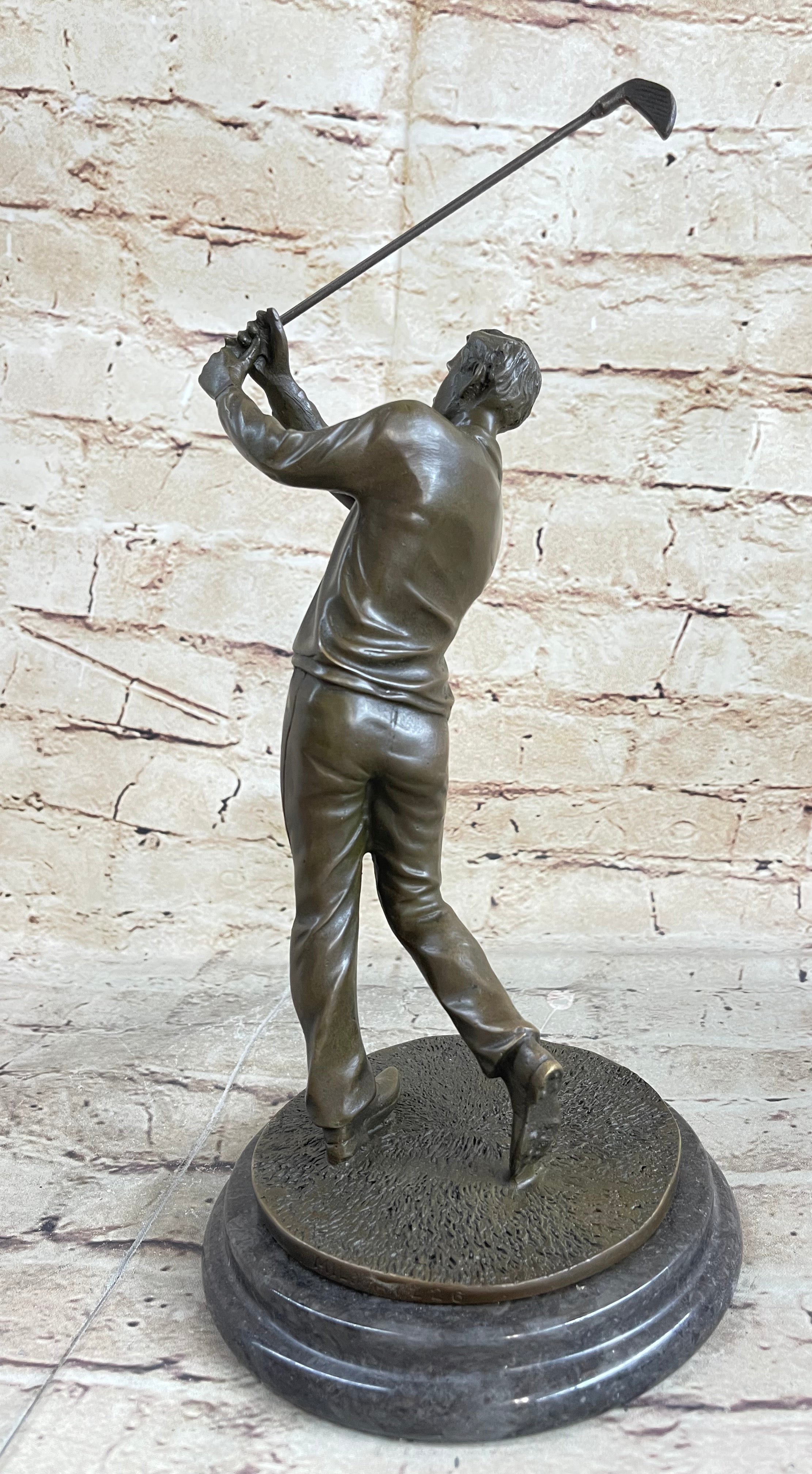 Golfer W. Club Swing Bronze Sculpture By Milo Signed NR