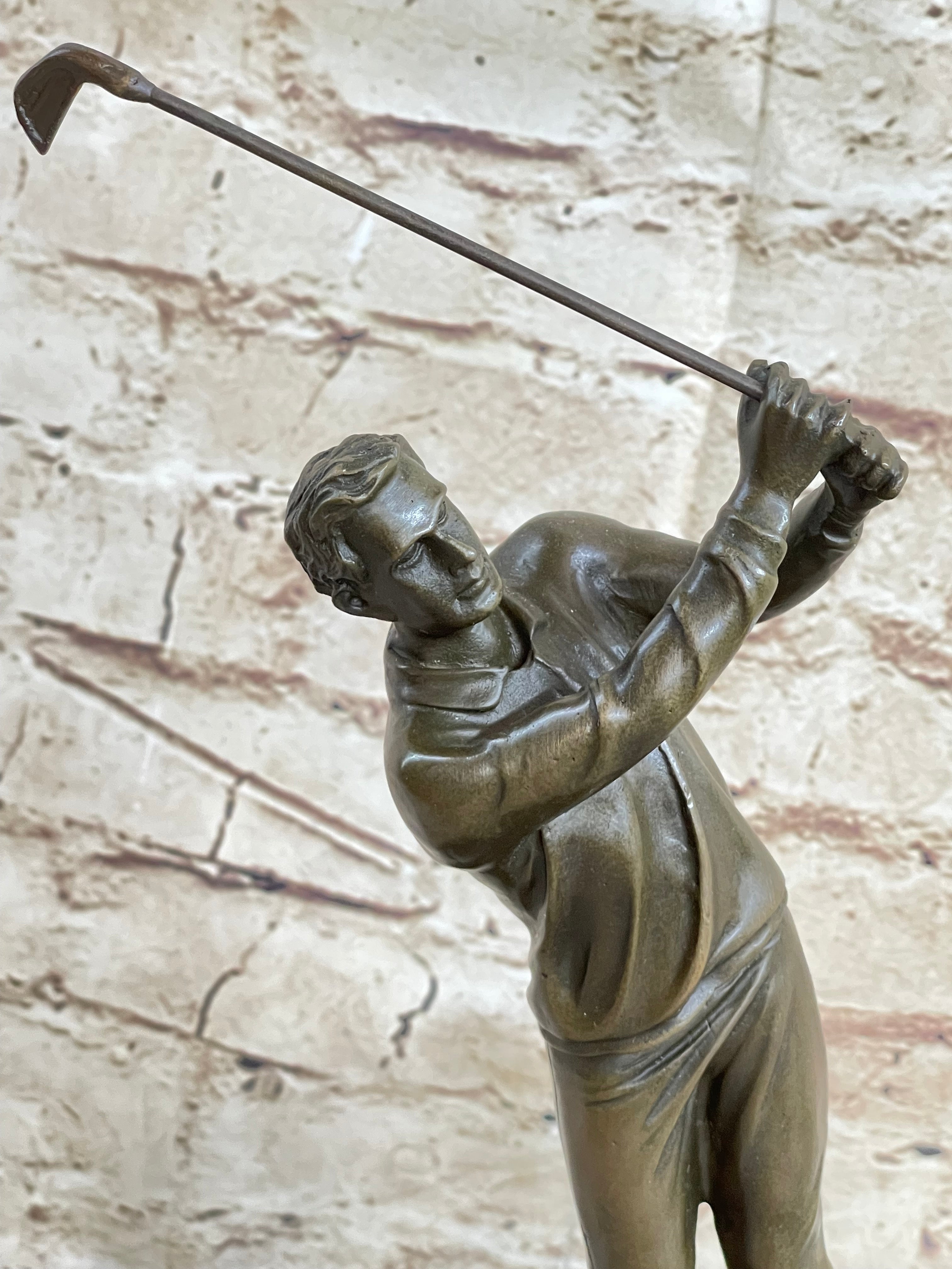 Golfer W. Club Swing Bronze Sculpture By Milo Signed NR