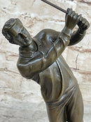 Golfer W. Club Swing Bronze Sculpture By Milo Signed NR