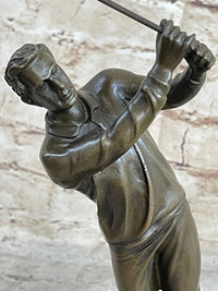 Golfer W. Club Swing Bronze Sculpture By Milo Signed NR
