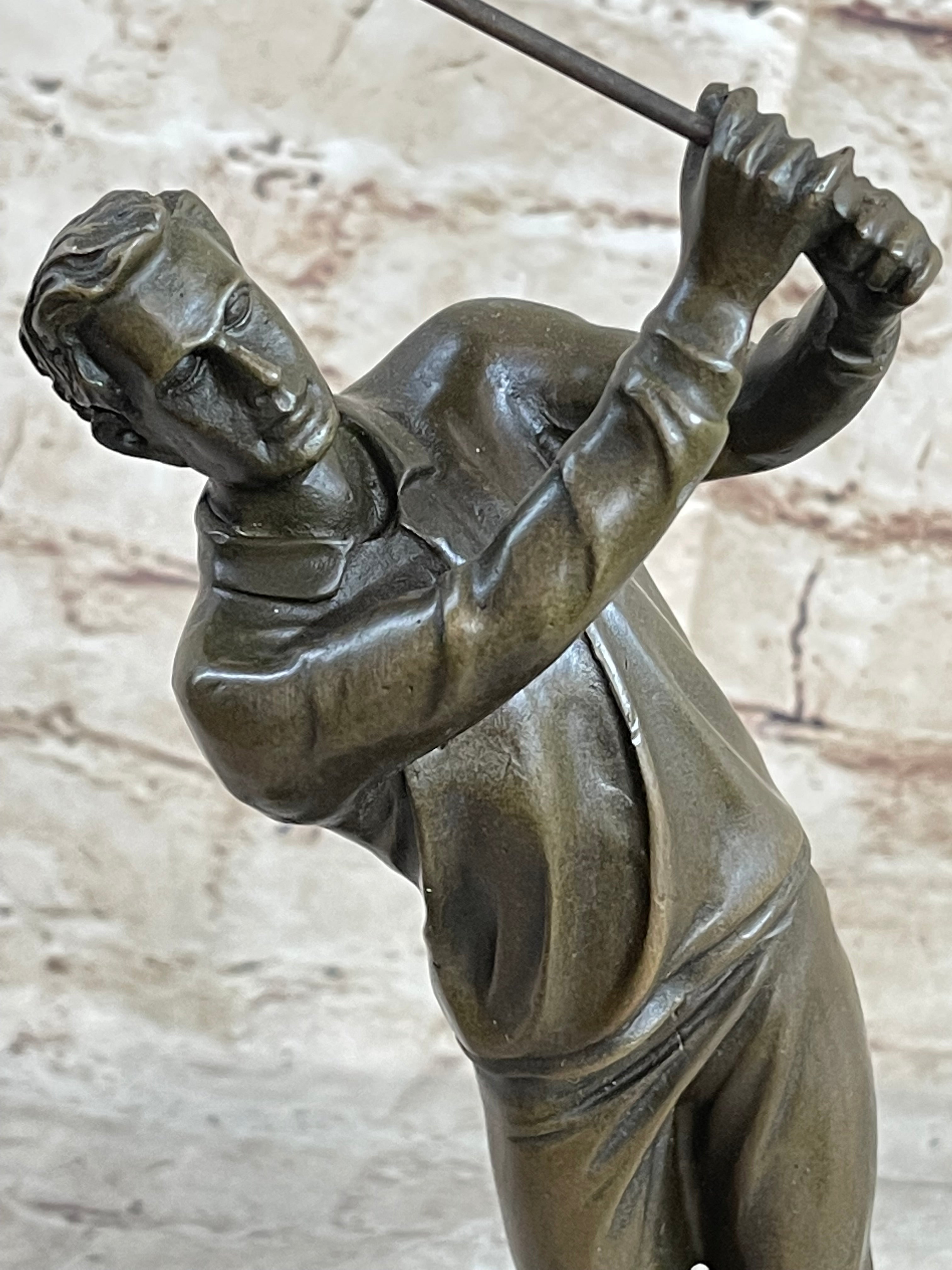 Golfer W. Club Swing Bronze Sculpture By Milo Signed NR
