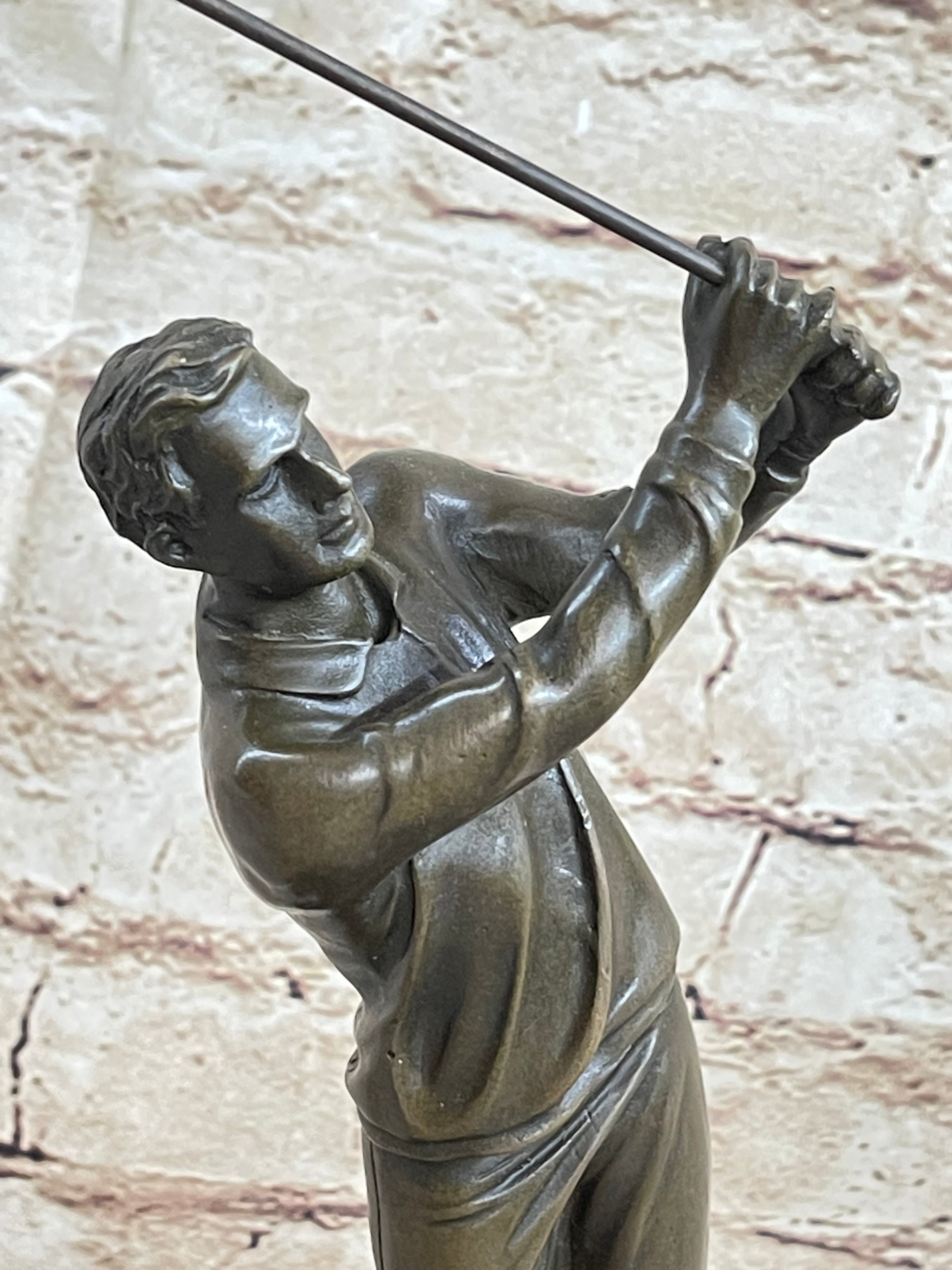Golfer W. Club Swing Bronze Sculpture By Milo Signed NR
