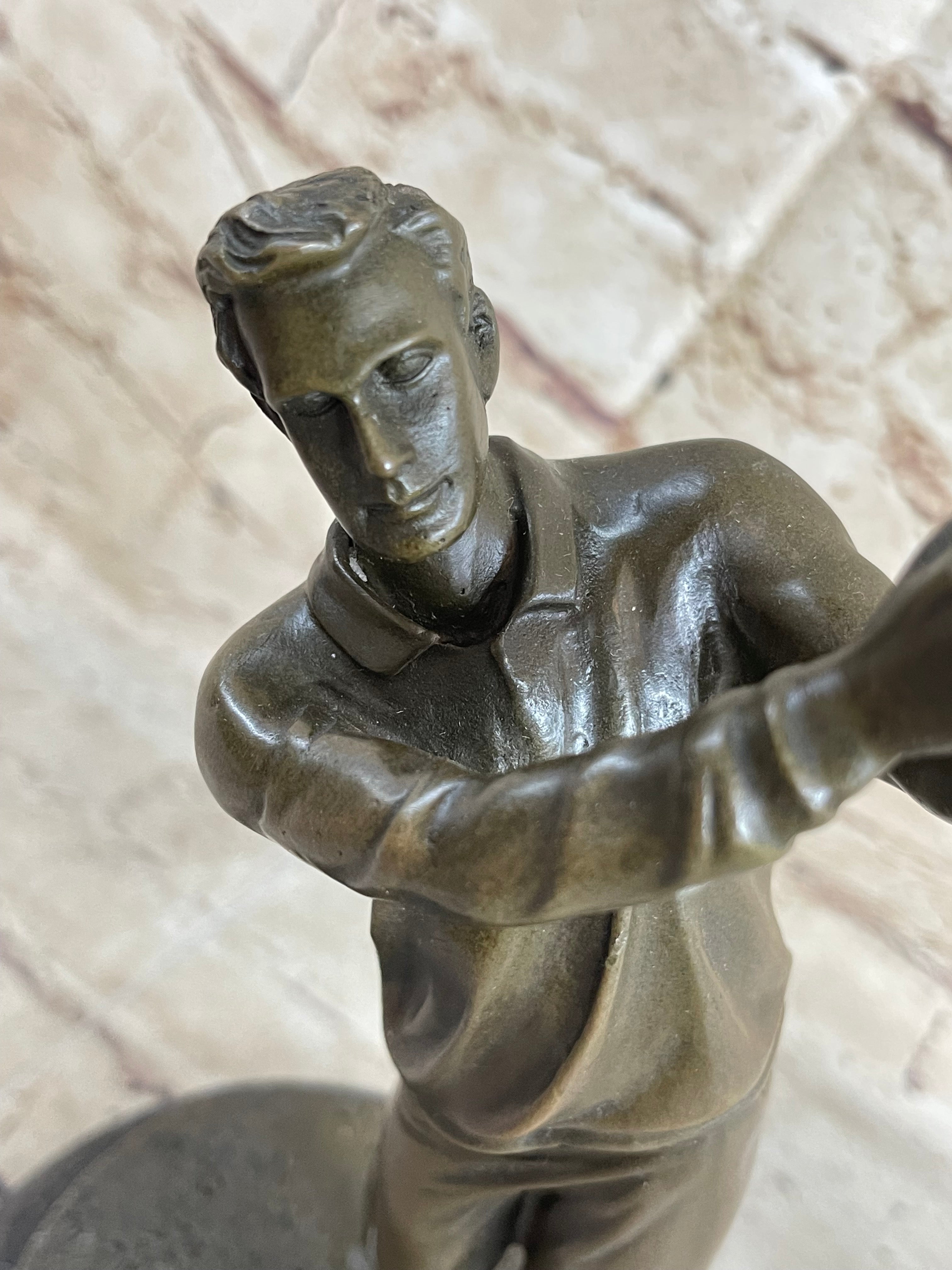 Golfer W. Club Swing Bronze Sculpture By Milo Signed NR