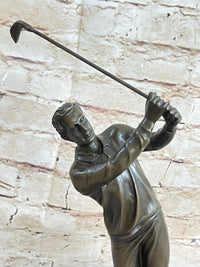 Golfer W. Club Swing Bronze Sculpture By Milo Signed NR