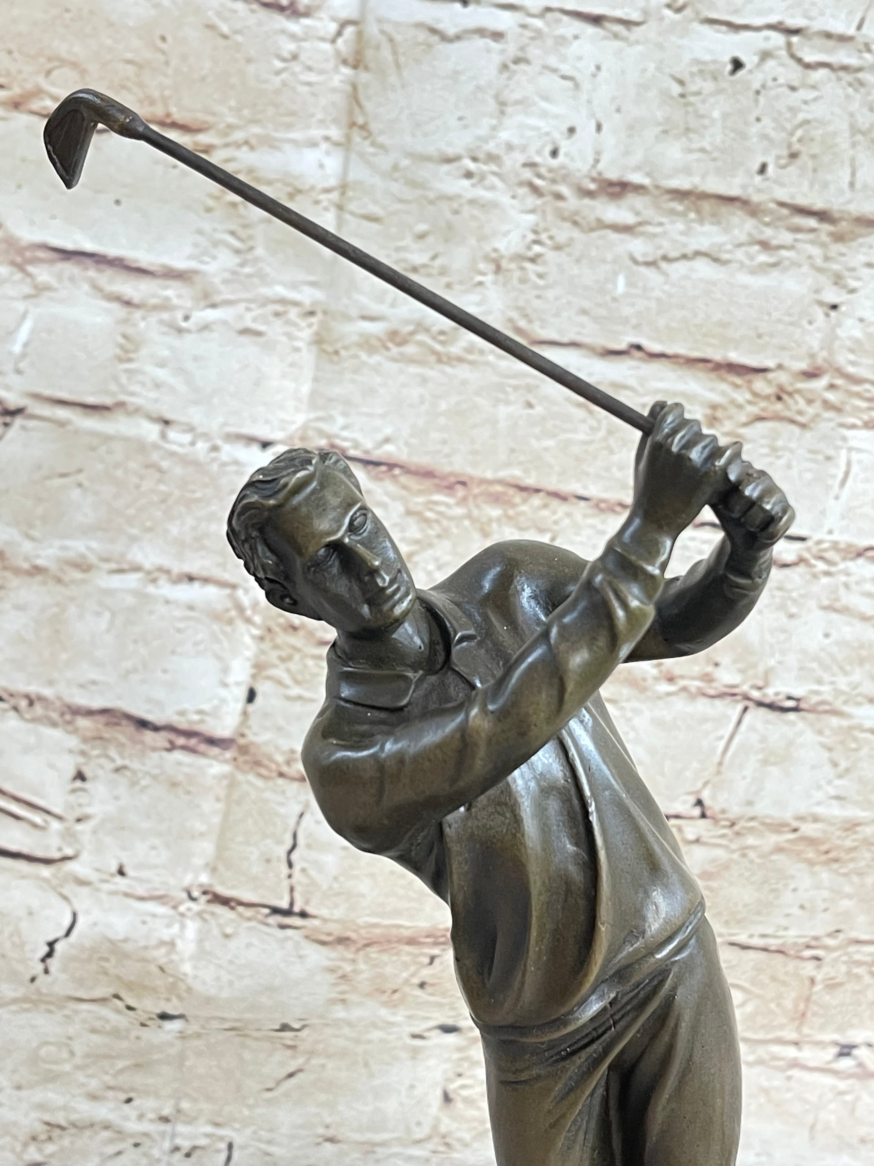 Golfer W. Club Swing Bronze Sculpture By Milo Signed NR