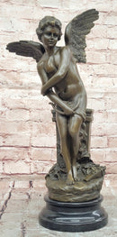 Hand Made Moreau Cupid with Wings Romantic Gesture Bronze Sculpture