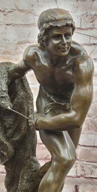 Edme Anthony NOEL French Art Deco Bronze Retiary Sculpture Hand Made Statue