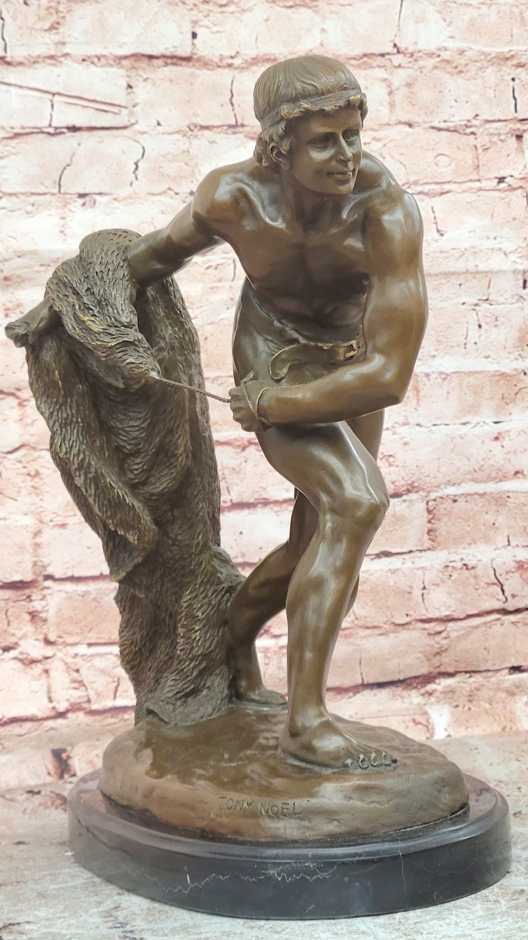 Edme Anthony NOEL French Art Deco Bronze Retiary Sculpture Hand Made Statue