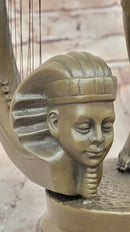 Coudray Egyptian Harp Player – Bronze Sculpture on Marble Base