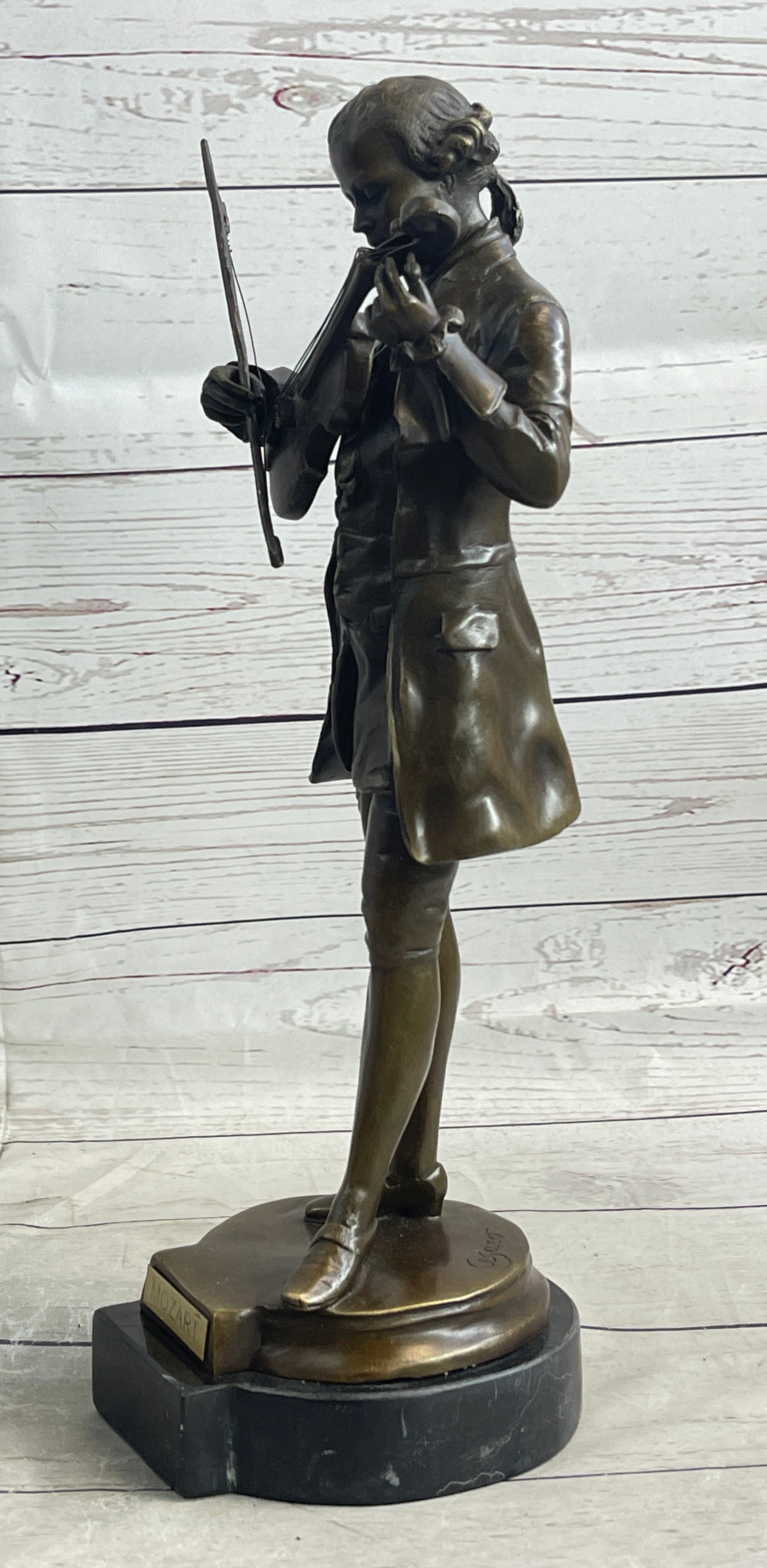Wolfgang Amadeus Mozart Bronze Sculpture on Marble Base