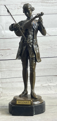 Wolfgang Amadeus Mozart Bronze Sculpture on Marble Base