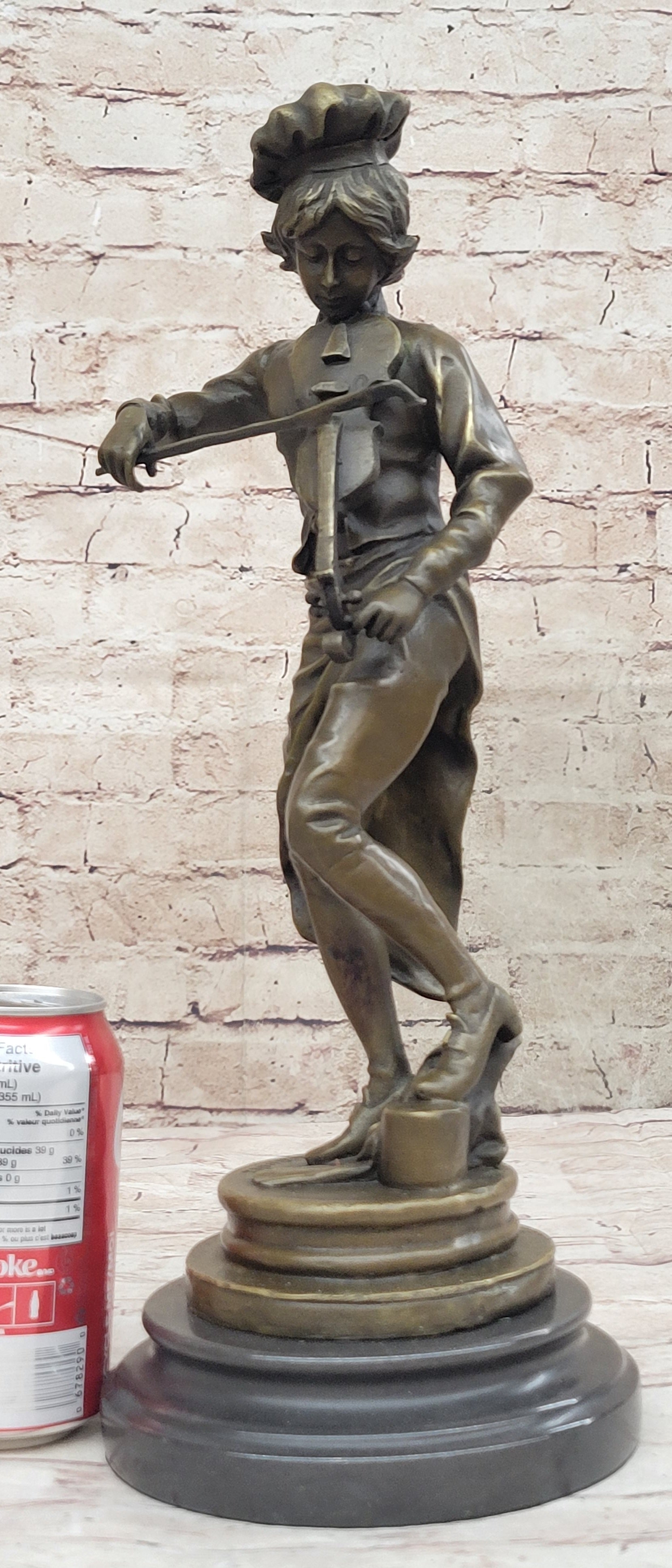 Lulli Enfant after Adrien Étienne Gaudez Bronze Violinist 15" x 5"