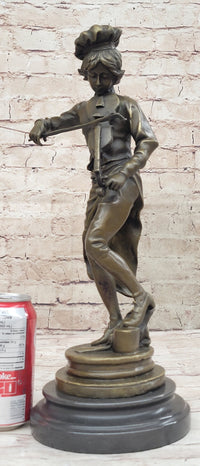 Lulli Enfant after Adrien Étienne Gaudez Bronze Violinist 15" x 5"