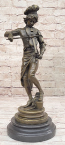 Lulli Enfant after Adrien Étienne Gaudez Bronze Violinist 15" x 5"