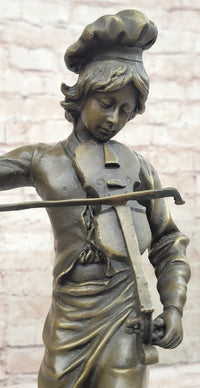 Lulli Enfant after Adrien Étienne Gaudez Bronze Violinist 15" x 5"