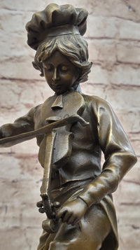 Lulli Enfant after Adrien Étienne Gaudez Bronze Violinist 15" x 5"