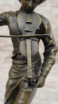 Lulli Enfant after Adrien Étienne Gaudez Bronze Violinist 15" x 5"