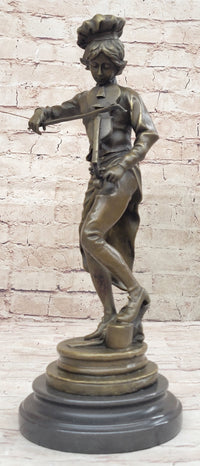 Lulli Enfant after Adrien Étienne Gaudez Bronze Violinist 15" x 5"
